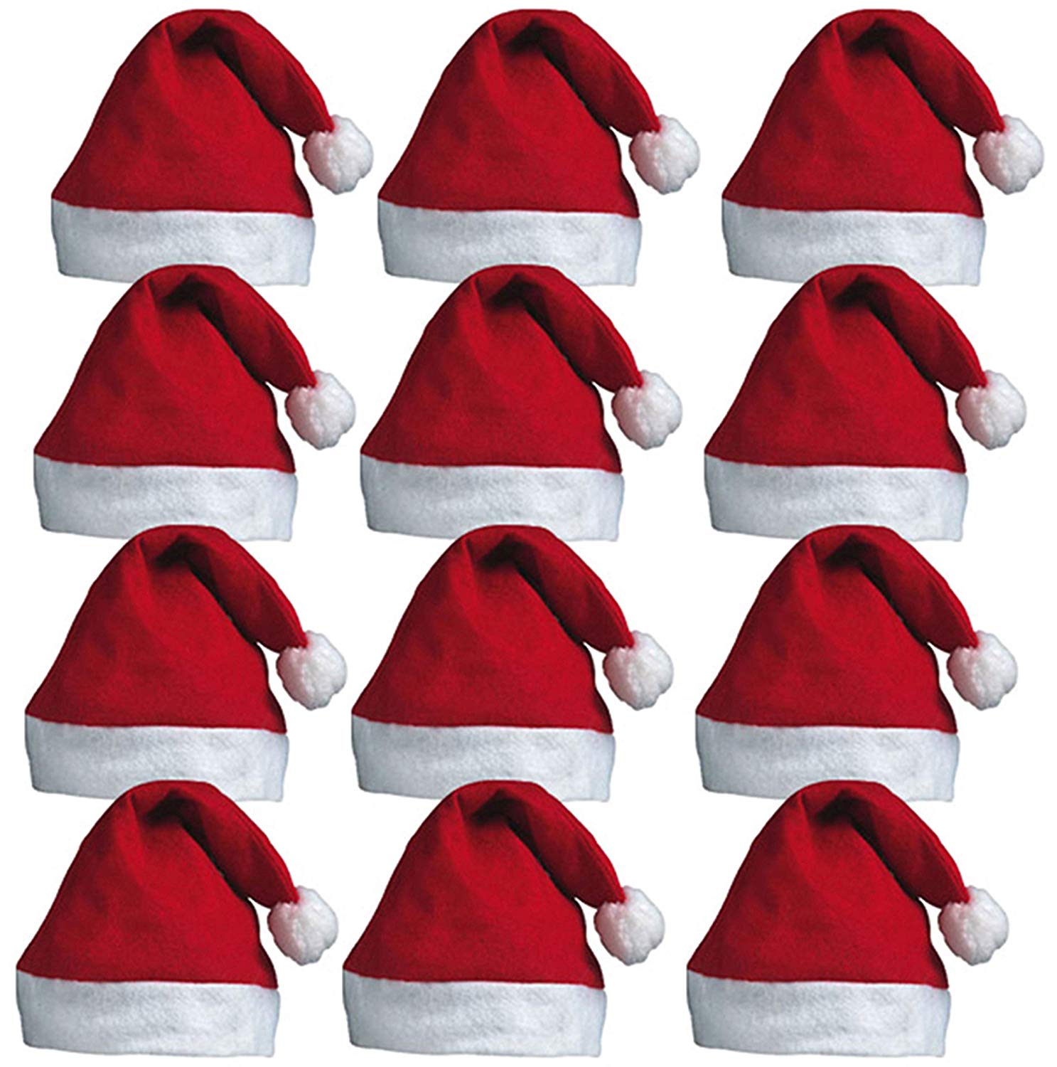 12pc Christmas Santa Hat Pack, Red Santa Hat Multipack for Father Christmas Fancy Dress Accessories