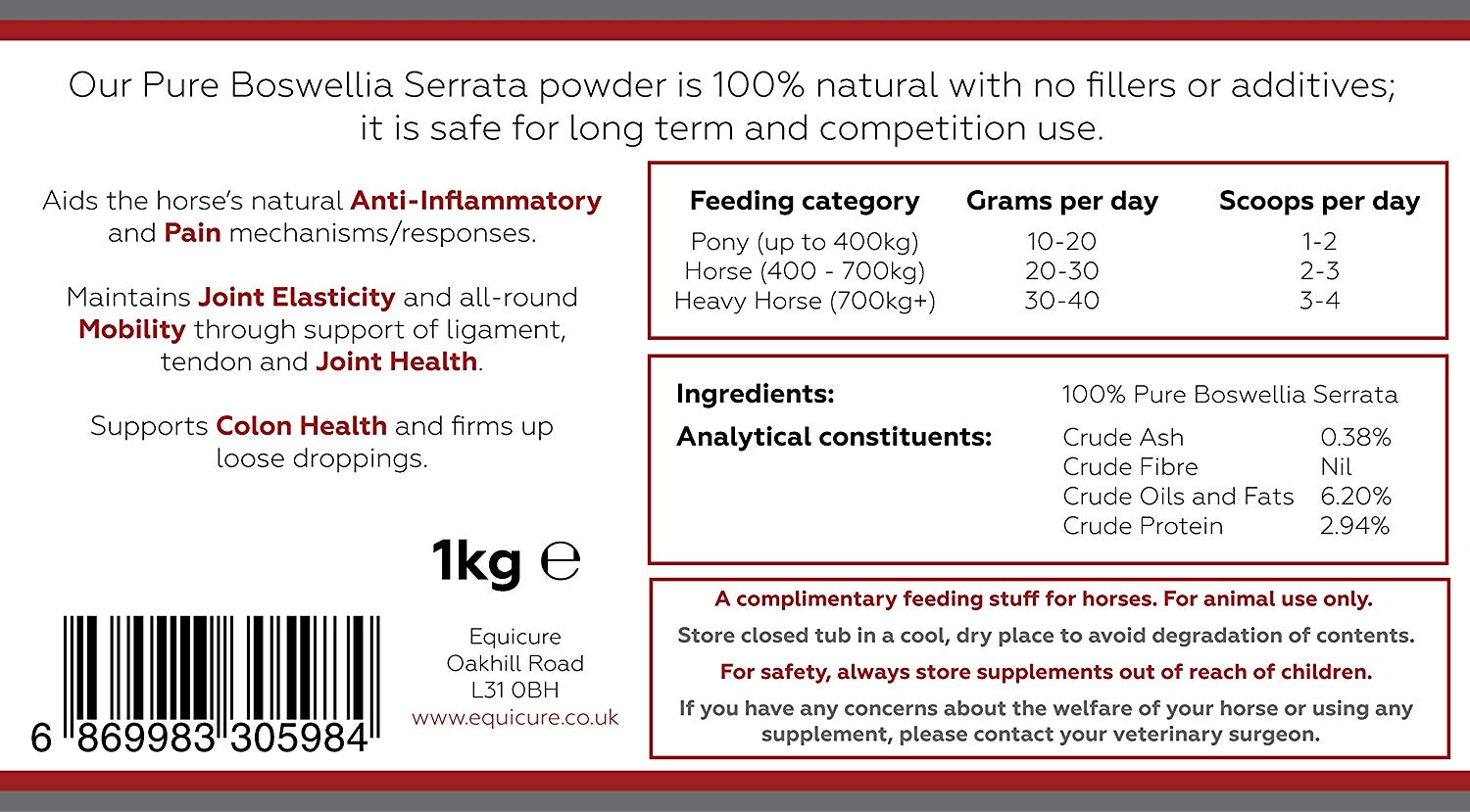 Equicure Boswellia Serrata Powder For Horse/Pony (1KG), 1 kg (Pack of 1) - Image 4
