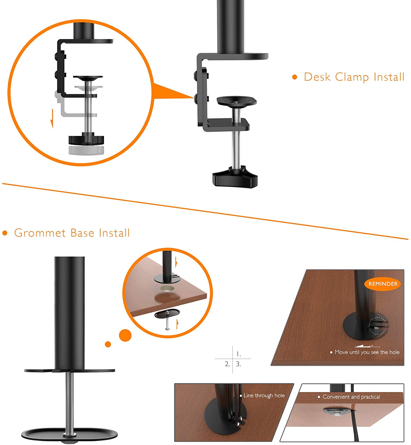 BONTEC Monitor Arm Mount with Laptop Tray for 13 to 27 inch LCD LED Screen & up to 17 inch Notebook,Tilt Rotation Swivel Ergonomic Desk Stand Bracket with Clamp - Image 4