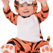 amscan 9900893 Little Costume with Tiger Head Hoodie-Age 6-12 Months-1 PC, Non-Solid Colour