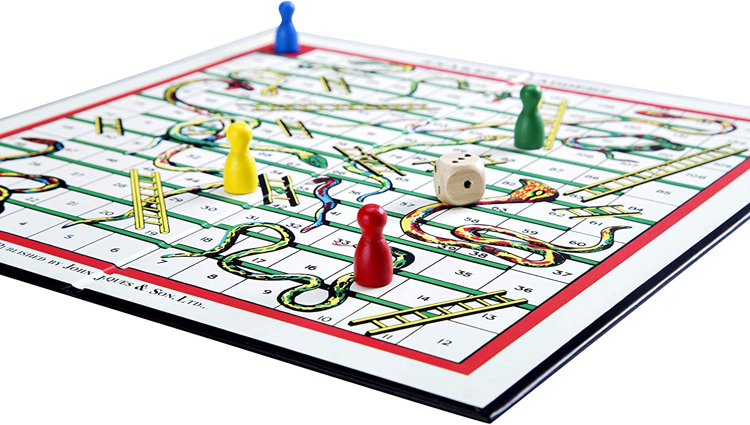 ... Snakes & Ladders Luxury Linen Finish and Board Game with Wooden Pieces 