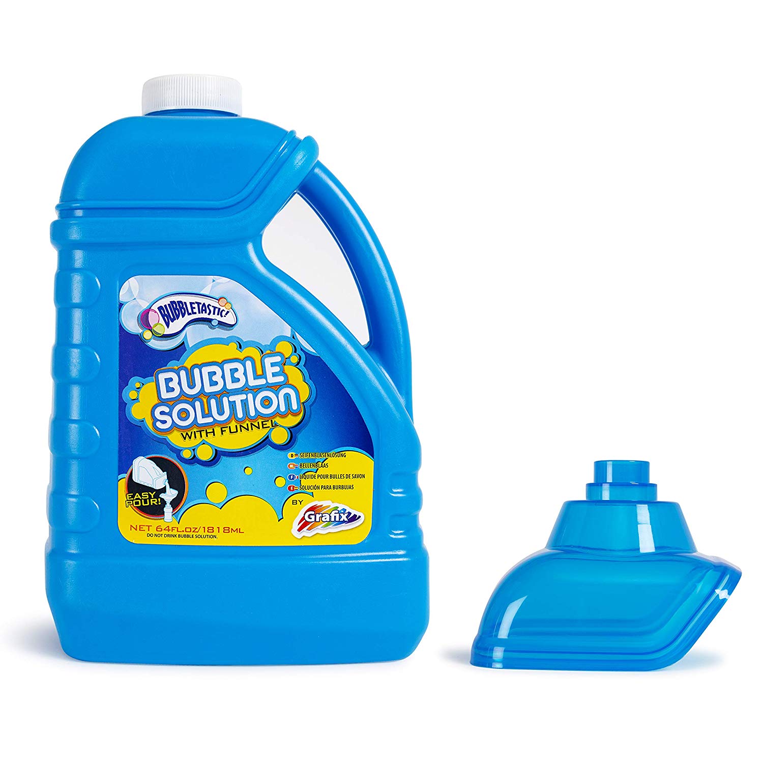 Grafix Bubble Solution Bottle 1.8 litres - Large Bubble Mixture for Bubble Machines with a Funnel Assorted Colors - Image 2