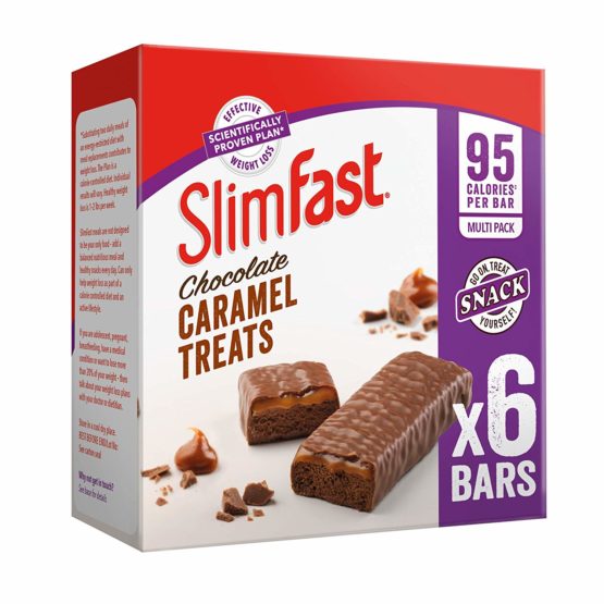 SlimFast Snack Bar, Low Calorie Snack, Choc Caramel Flavour, 30 x 26 g Multipack