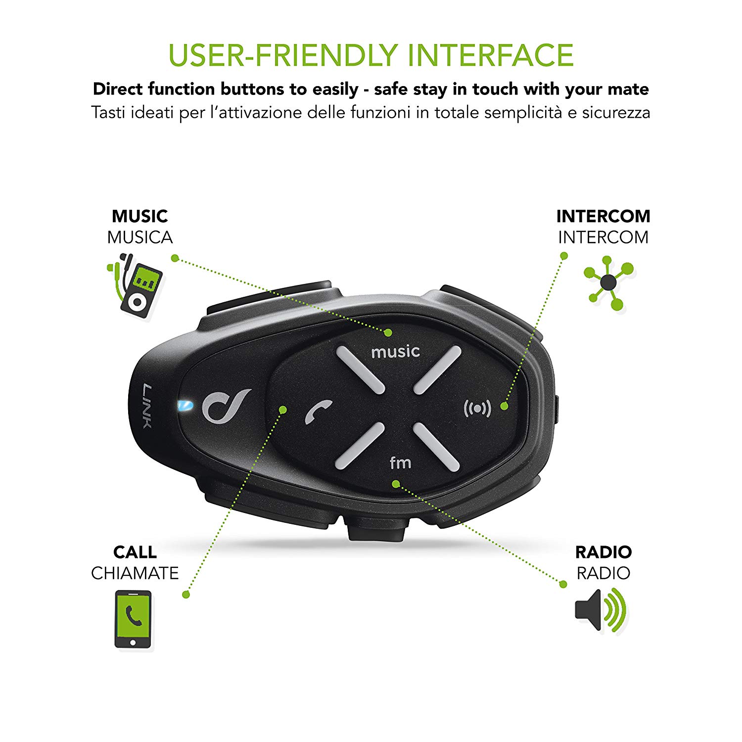 Interphone INTERPHOLINKTP Motorcycle Bluetooth Headset intercom, Black, Medium - Image 3