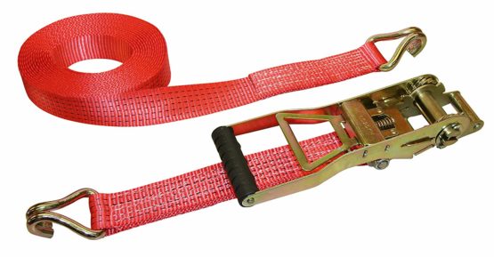 Kerbl - Clamping and tensioning strap 37173, with long lever and sprocket, 8 m/50 mm ergonomic, 2500/5000 kg, red