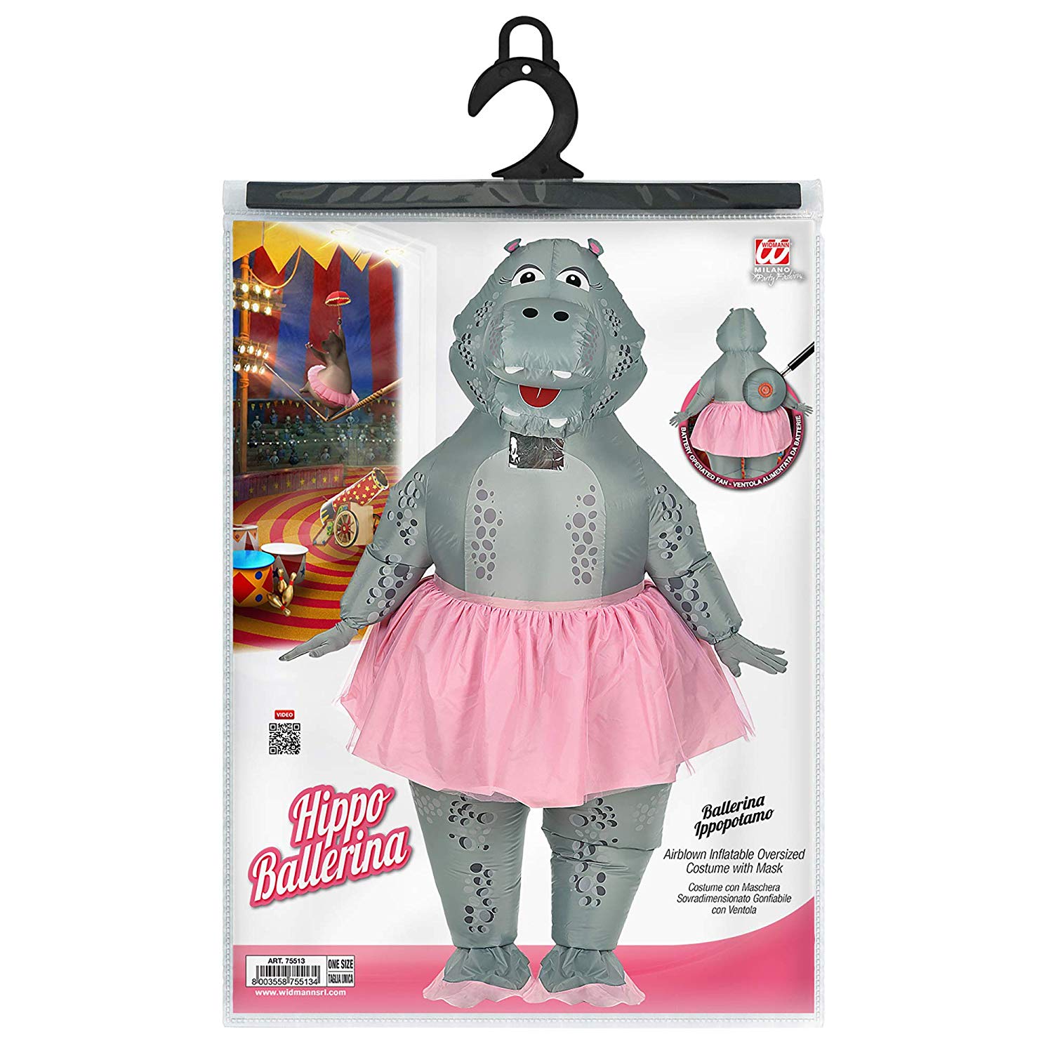 Widmann Fancy Dress Costume Unisex Hippo Ballerina Adult Outfit Stag Do, Gray - Image 2