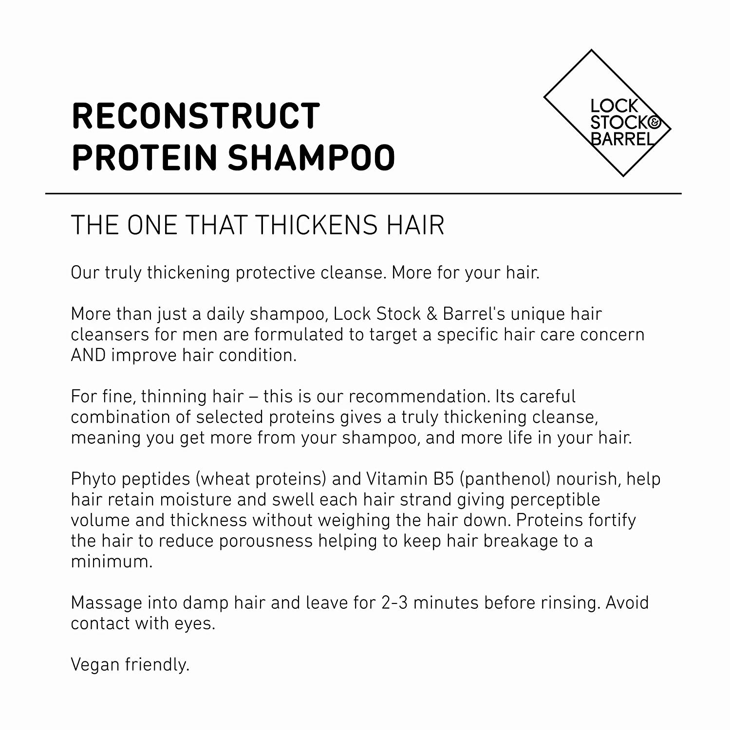 Lock Stock & Barrel Reconstruct Protein Thickening Shampoo for Men 250 ml, 250 ml (Pack of 1) - Image 2