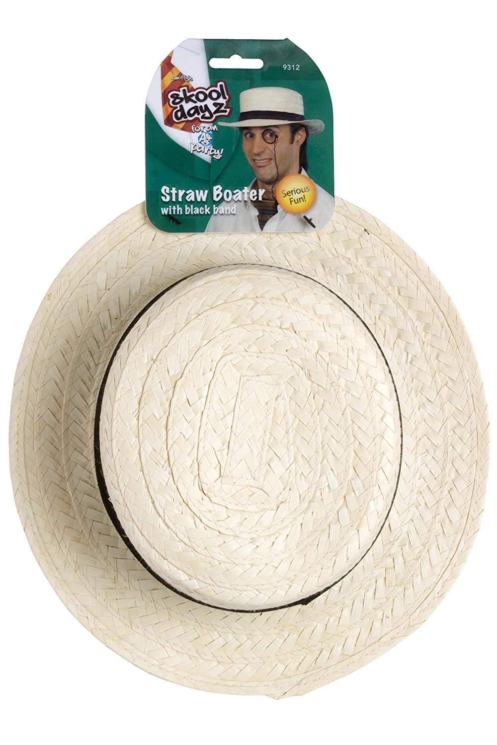 Straw Boater Hat, Cream, with Band - Image 3