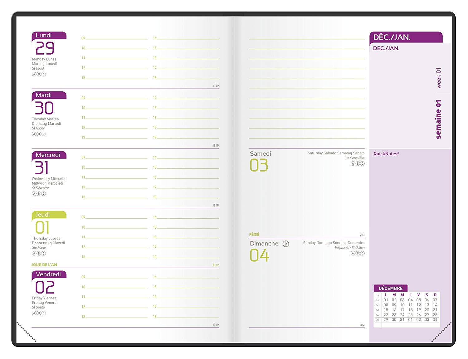 Oxford Beauty 2019-2020 Agenda August to August 1 Week on 2 Pages Format 10 x 15 Purple, violet - Image 4