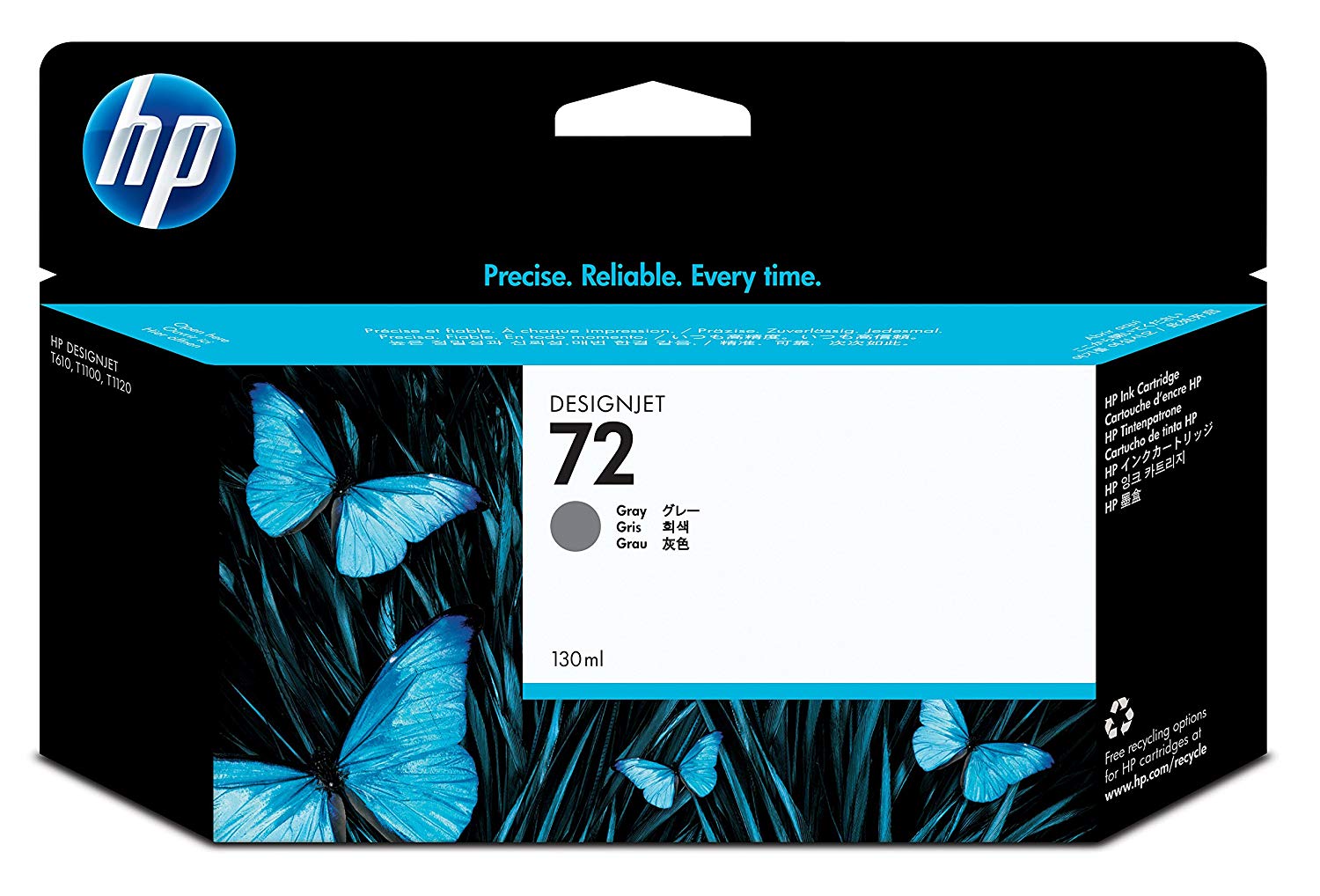 HP 72 C9374A Grey 130-ml Genuine DesignJet Ink Cartridge Ink, for T2300 eMFP, T1300, T1200, T1120, T1100, T1100 MFP, T795 - Image 2