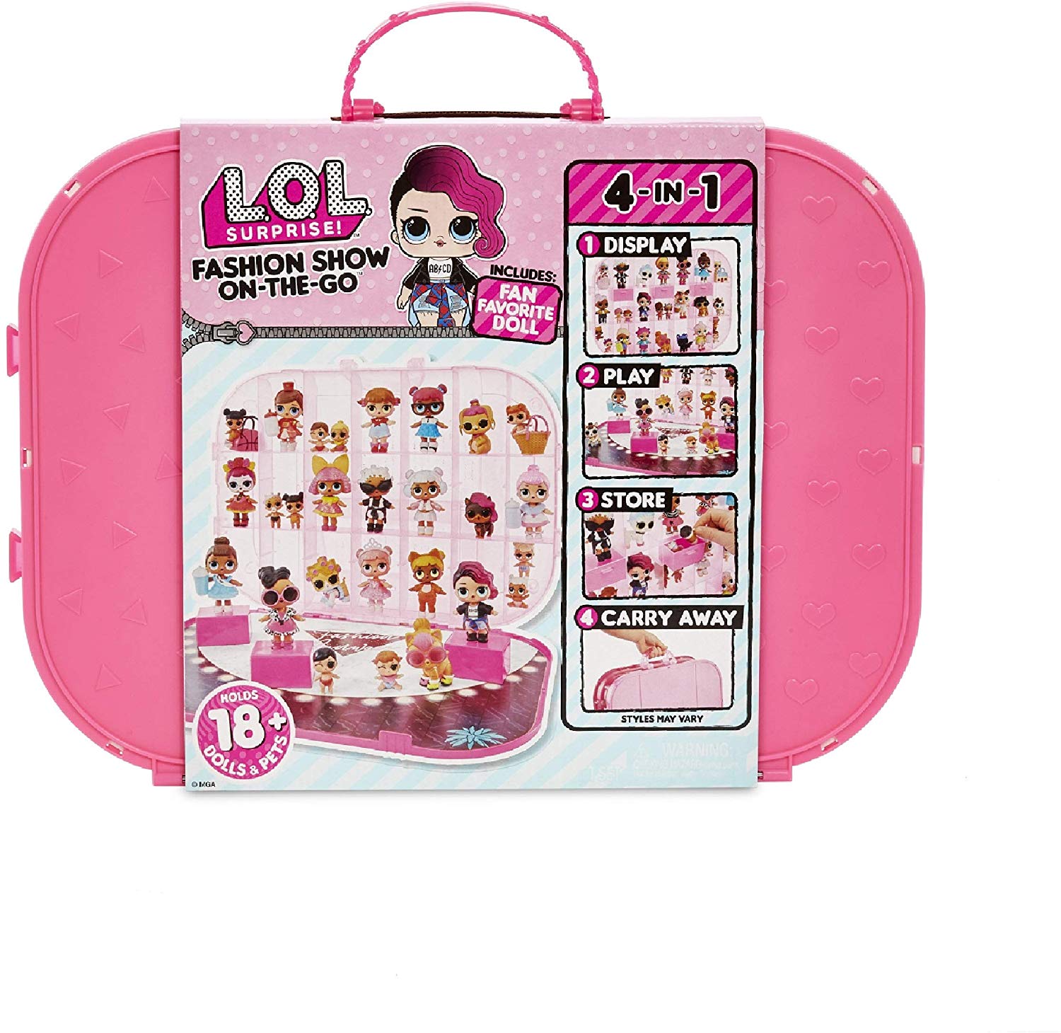 L.O.L Surprise! 562689 L.O.L. Surprise Fashion Show On-The-Go Hot Pink Storage & Playset, Multi, Multicolor