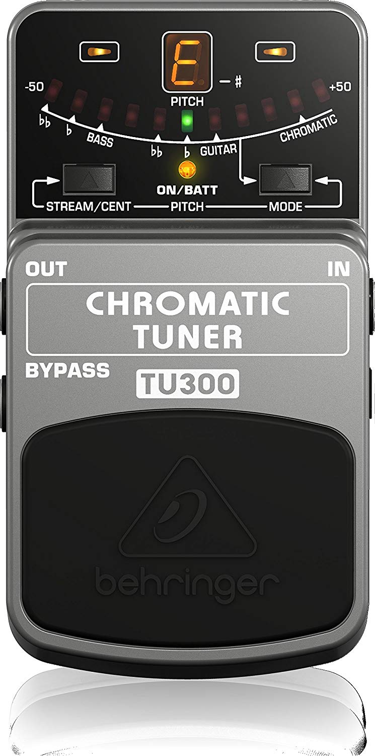 Behringer TU300 Chromatic Tuner Pedal for Guitar and Bass with Bright LED Display and Accurate Tuning, black and wine red