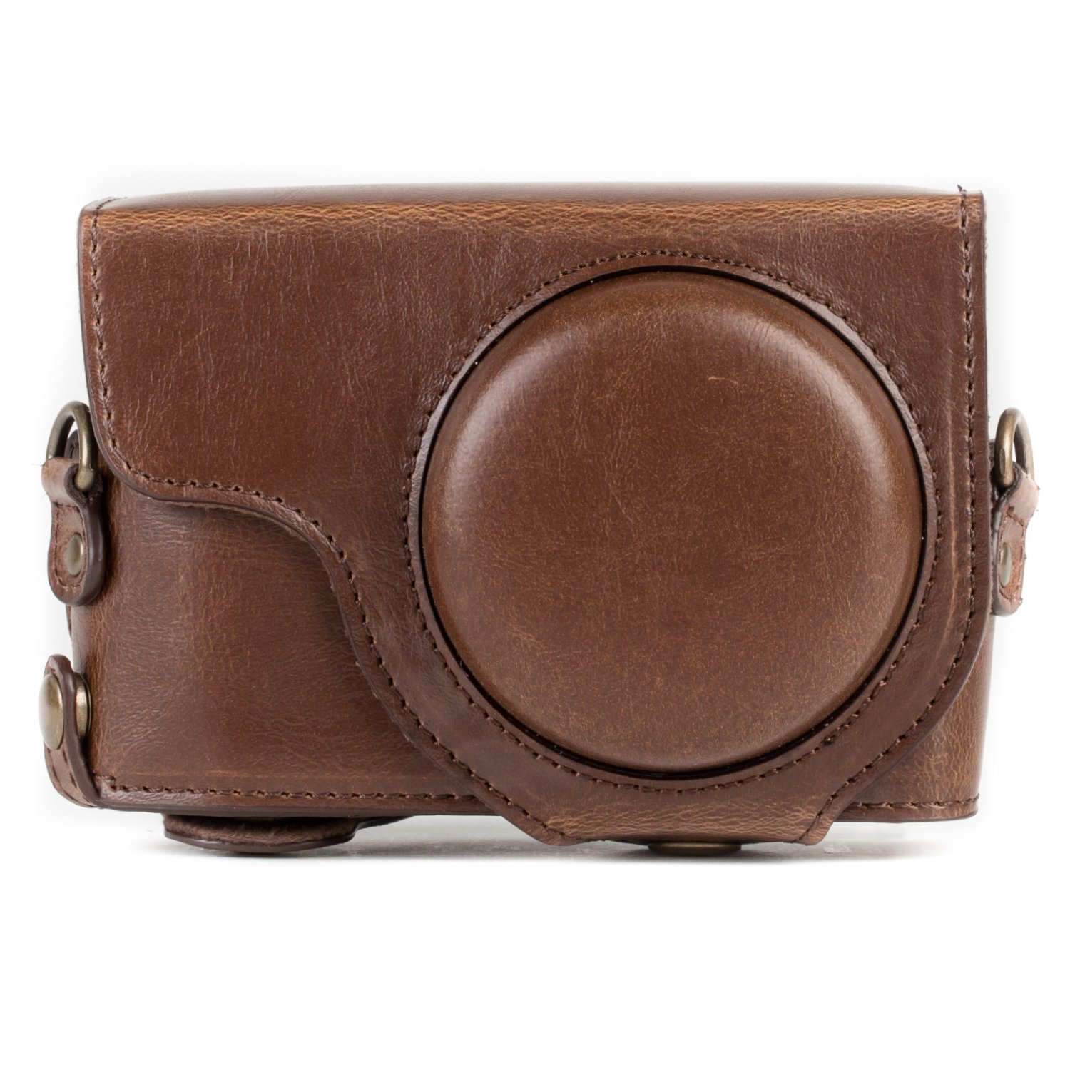 MegaGear MG1259 Ever Ready Leather Camera Case compatible with Panasonic Lumix DC-TZ95, DC-TZ90 - Dark Brown - Image 2
