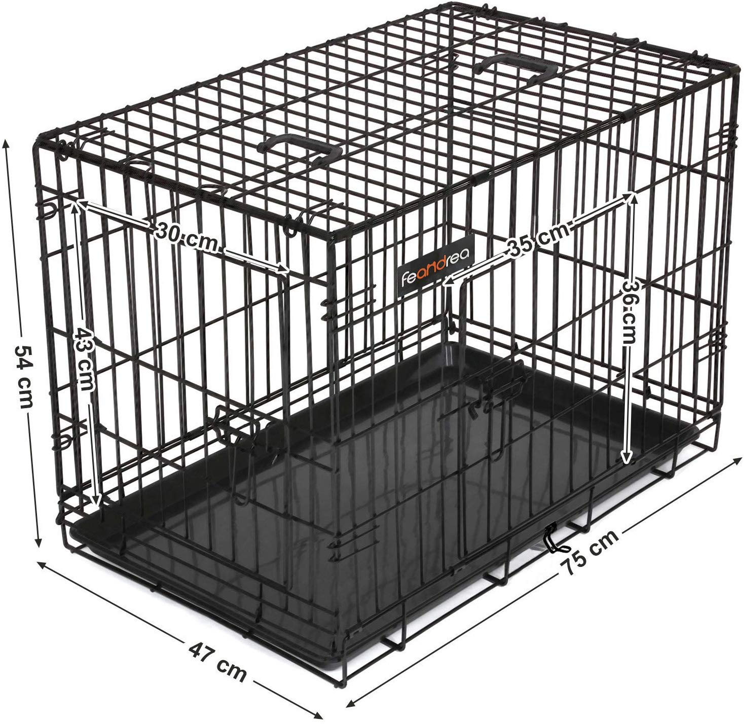 Feandrea Dog Crate, Foldable Dog Cage with 2 Doors, Removable Tray, 77.5 x 48.5 x 55.5 cm, M, Black PPD30H - Image 4