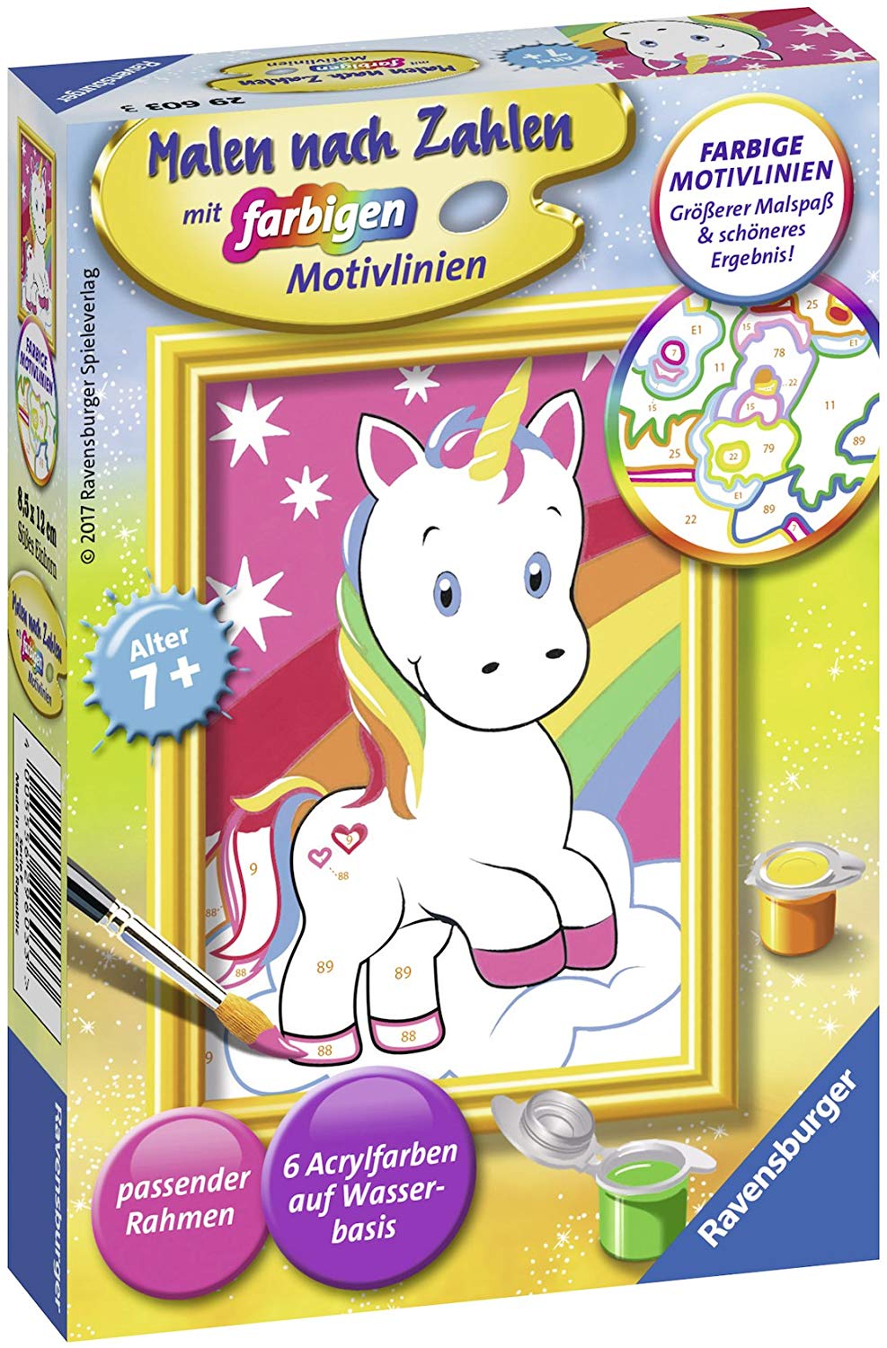 Ravensburger CreArt 29603, Cute Unicorn, Painting by Numbers for Children from 7 Years, Painting Set including Frame - Image 3