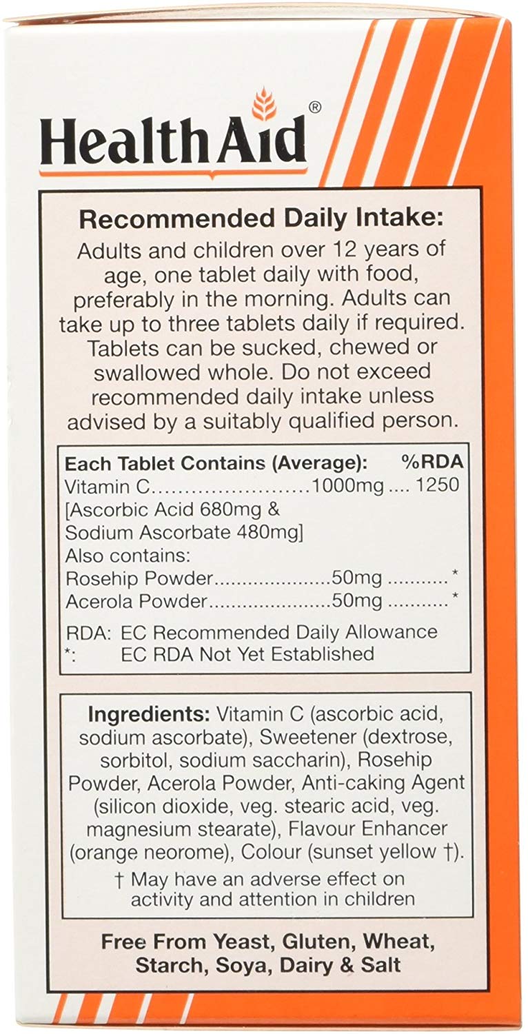 HealthAid Vitamin C 1000 mg - Chewable, 100 Vegetarian Tablets, 100 count (Pack of 1) - Image 4