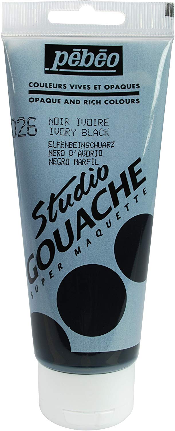 PEBEO 100 ml Studio Gouache, Ivory Black, 290026, 100 ml (Pack of 1)