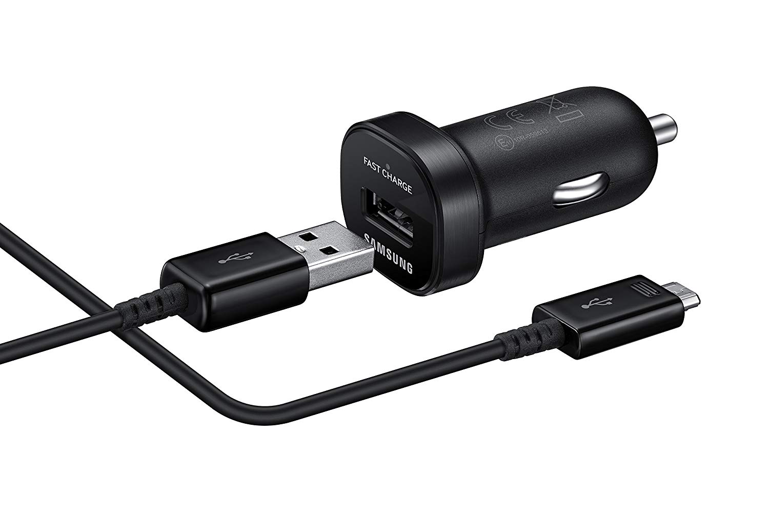 Samsung Original Fast Charging Mini Adaptive Car Charger with Micro USB Cable, Black