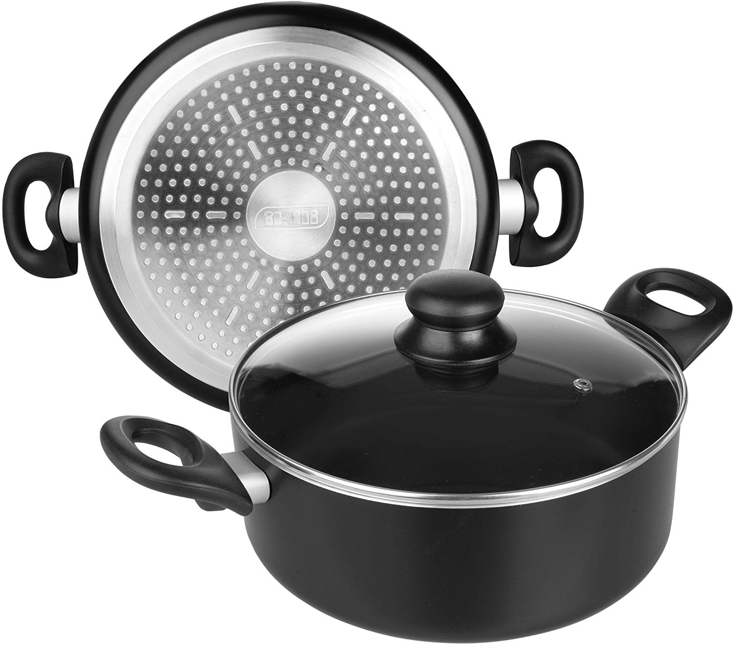 Ibili 410820 - Cacerola con tapa de Cristal Inducta 20 cm, Black/Transparent - Image 2
