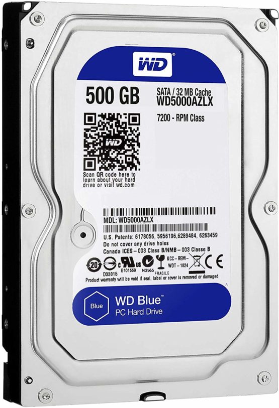 Western Digital Blue Desktop 500 GB 7200RPM SATA III 3.5-Inch PC Hard Drive - Black