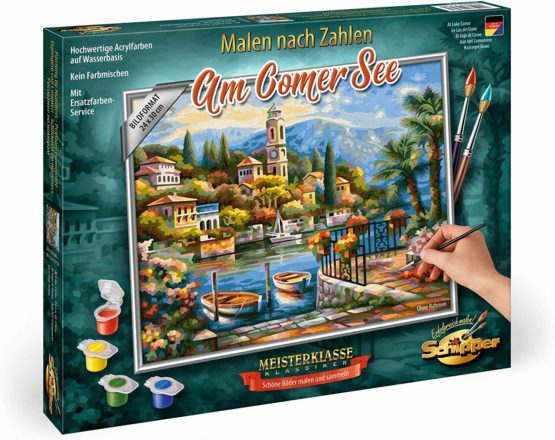 Schipper 609240798 Painting by Numbers on Lake of Como - Pictures for Adults Including Brushes and Acrylic Paints 24 x 30 cm