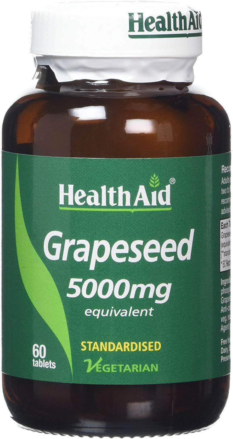HealthAid Grapeseed Extract 5000mg 60 Vegetarian Tablets, 60 count (Pack of 1)