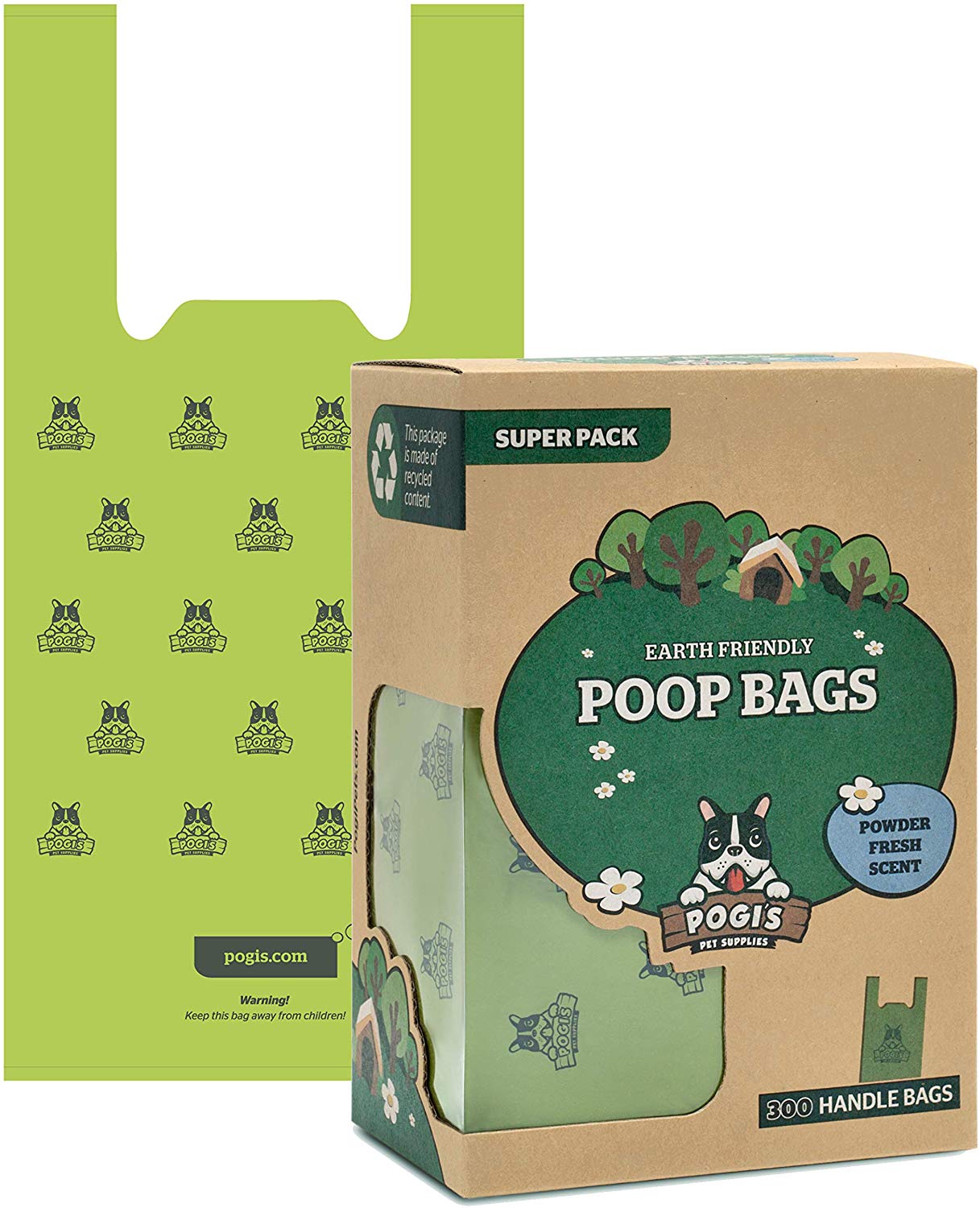Pogi’s Dog Poo Bags with Handles - Extra Thick, Leak-Proof, Large, Fresh Scented, 300-Count, 1 count (Pack of 300)