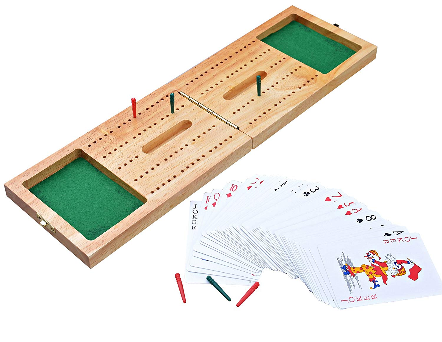 Jaques of London Cribbage Board Set, Traditional Card Game with Playing Cards, Pegs and Folding Hardwood Board - Image 2