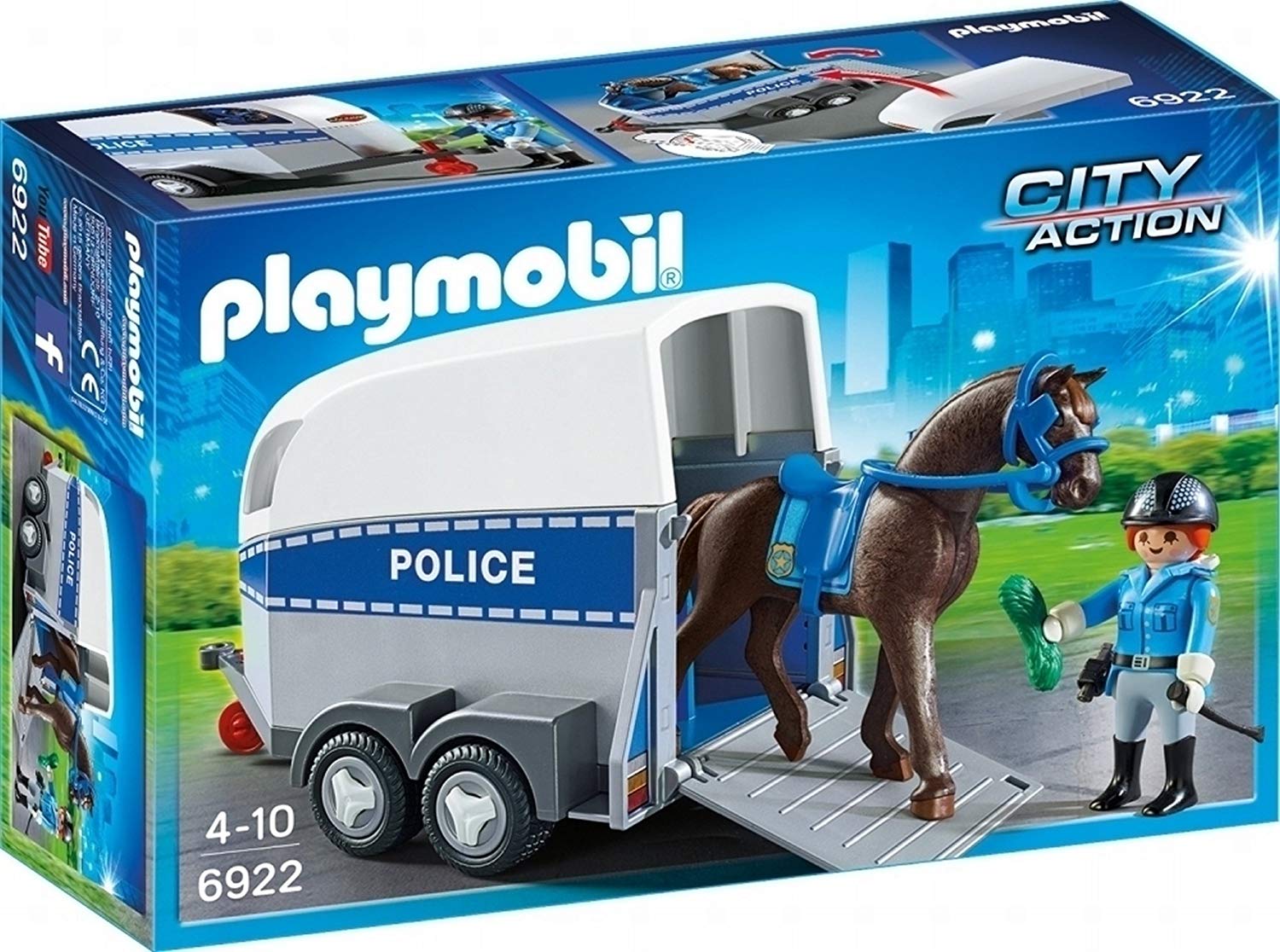 Playmobil 6922 City Action Police with Horse and Trailer, Fun Imaginative Role-Play, PlaySets Suitable for Children Ages 4+