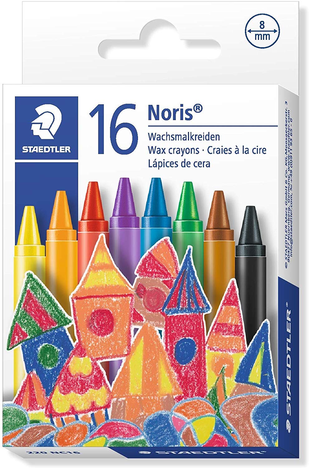 Staedtler Noris 220 - Cardboard Case for 16 Assorted Waxed Chalks, Colourful, 16 count (Pack of 1)