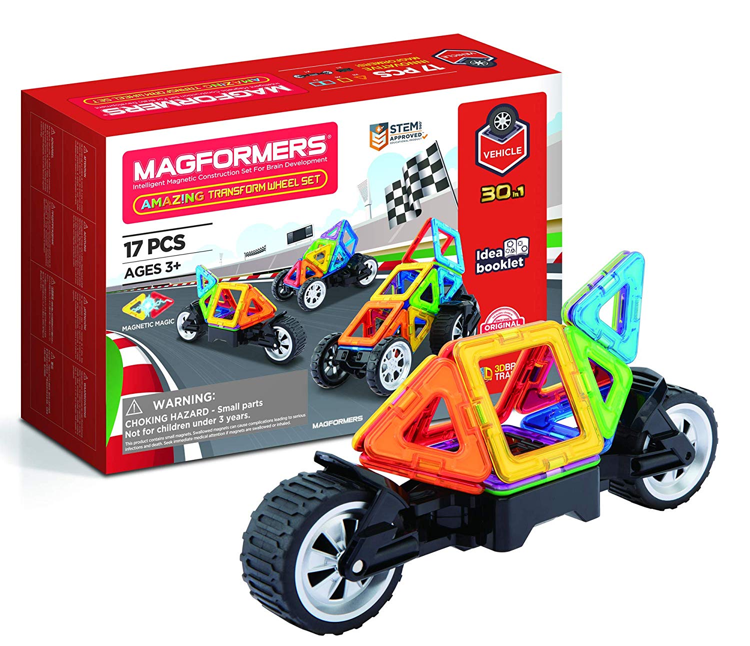 Magformers Amazing Transform Wheel Magnetic Building Blocks Toy. Makes Cars And Bikes. WIth Special Adjustable Multi-wheel Piece