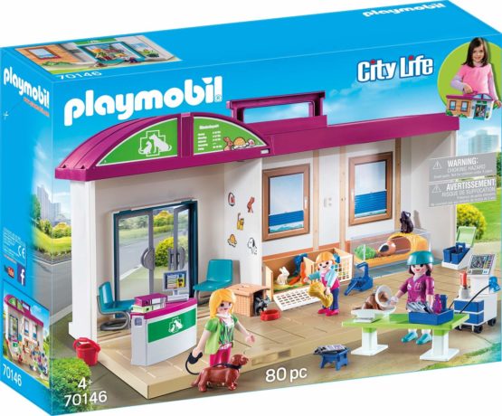 Playmobil City Life 70146 Take Along Vet Clinic with lots of equipment, animals and Playmobil figures, for Children 4+