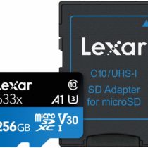 Lexar High-Performance 633x 256GB microSDXC UHS-I Card w/ SD Adapter, Up To 100MB/s Read, for Smartphones, Tablets, and Action Cameras (LSDMI256BBEU633A)