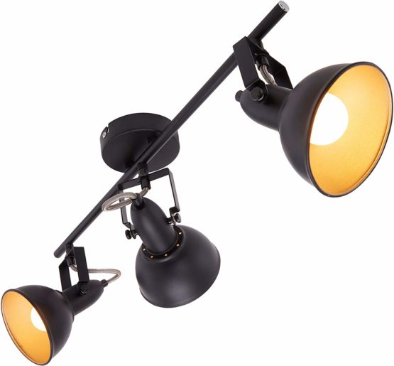 Briloner Leuchten Modern wall light, retro/vintage design, 3 rotatable spotlights, metall black-gold look, E14, IP20, max. 40 Watt, Length: 55.4 cm - Image 3