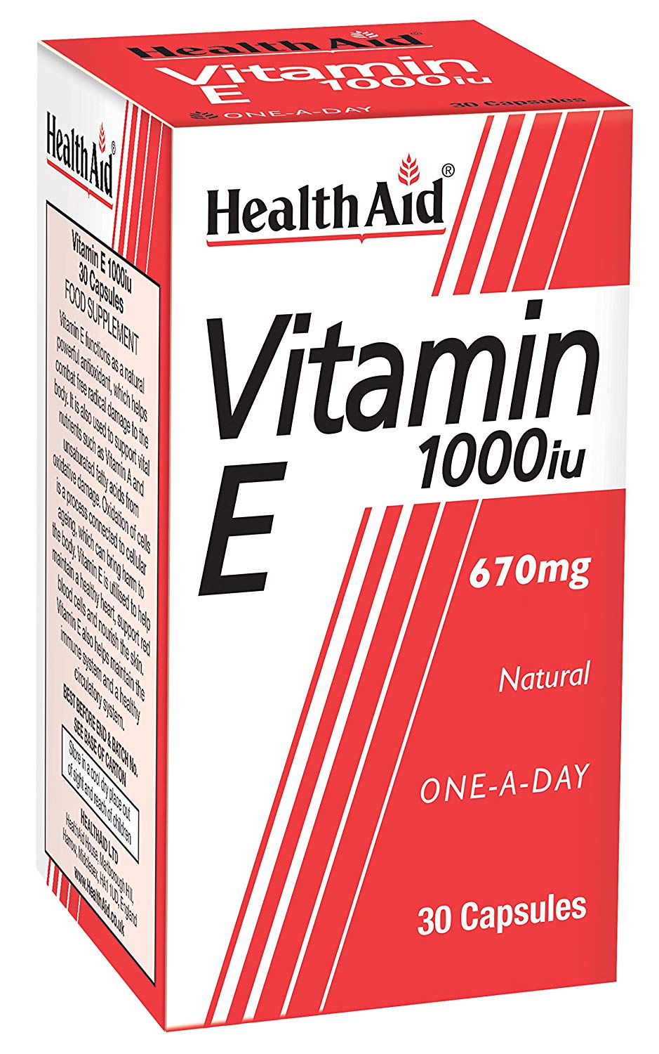HealthAid Vitamin E 1000iu - 30 Capsules, No, 30 count (Pack of 1)