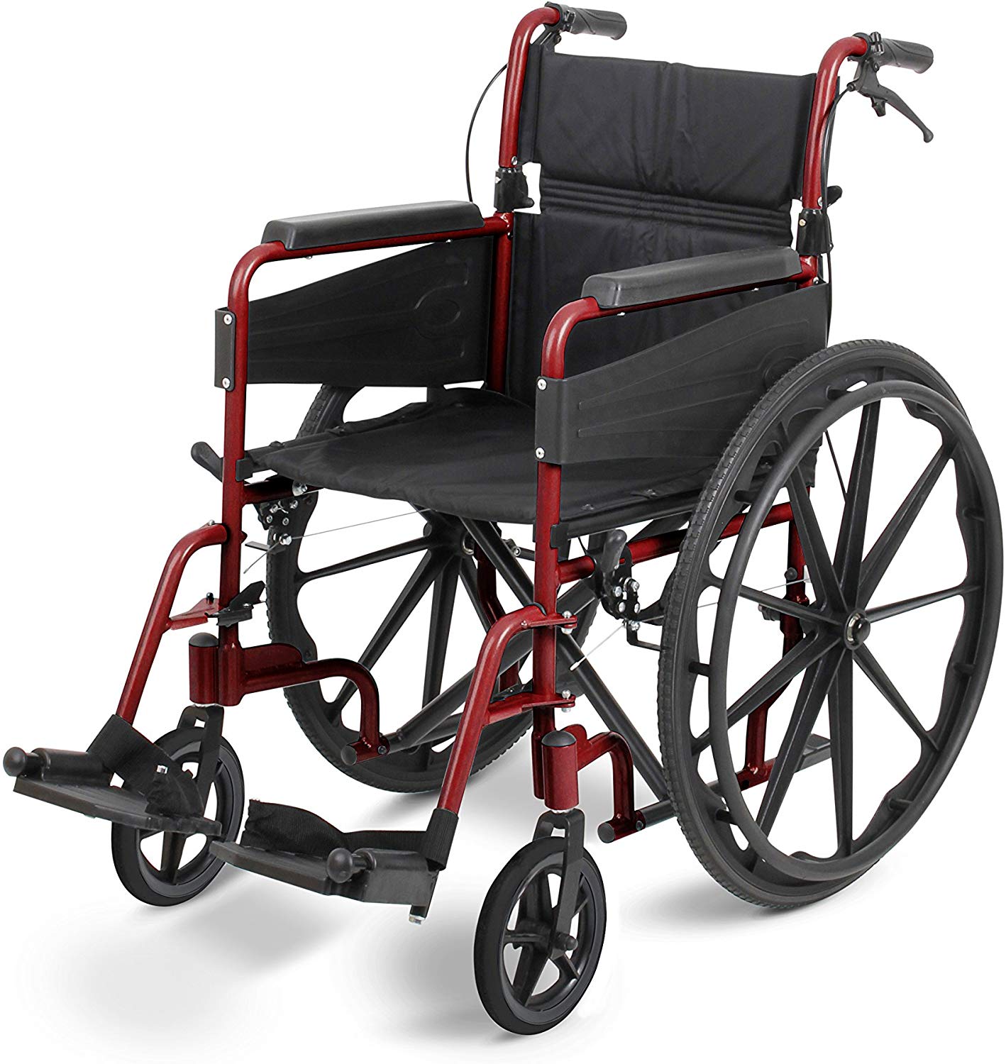 Days Self Propelled Folding Wheelchair, Lightweight Aluminium Wheelchair for Adults with Removable Footrests