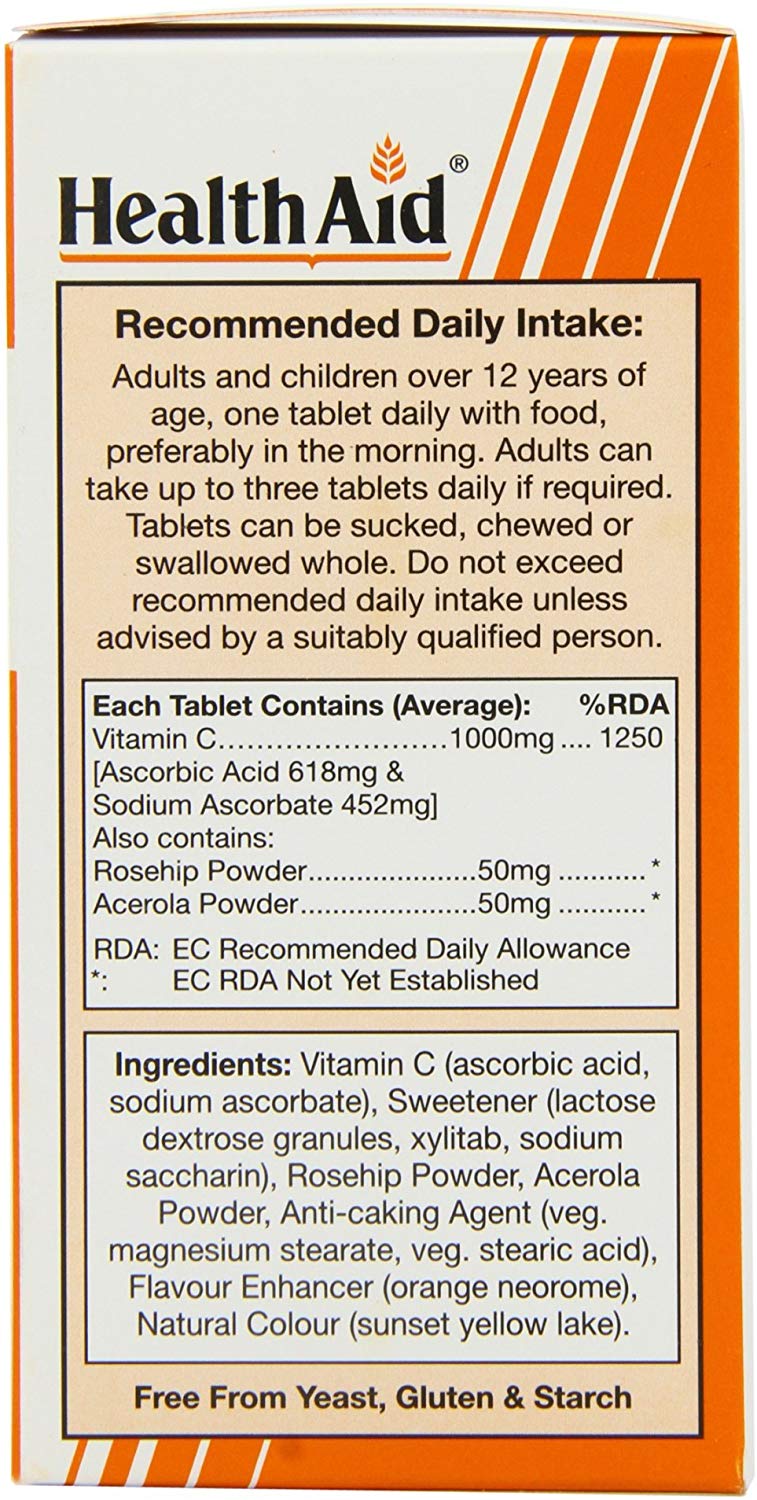 HealthAid Vitamin C 1000 mg - Chewable, 100 Vegetarian Tablets, 100 count (Pack of 1) - Image 2