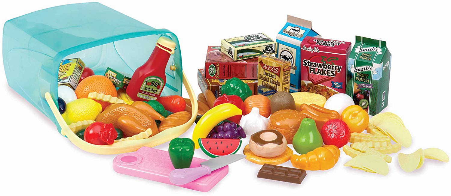 Battat - Play Circle - Play Food - Kitchen Toys - Grocery Store - Pretend Play - Pantry In A Bucket - 3+ Years(79 Pieces)