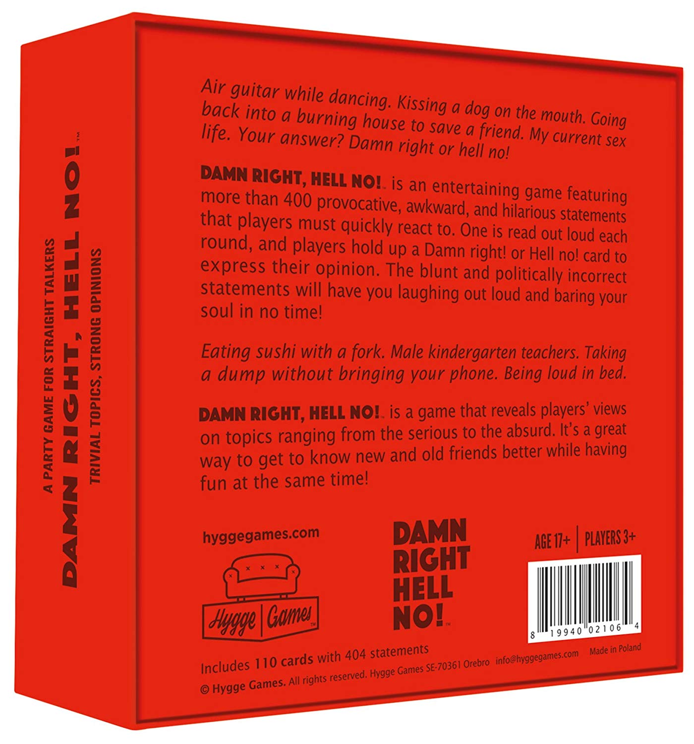 Hygge Games Damn right, Hell no! 21064 "A Party Game for Straight Talkers Card Game - Image 2