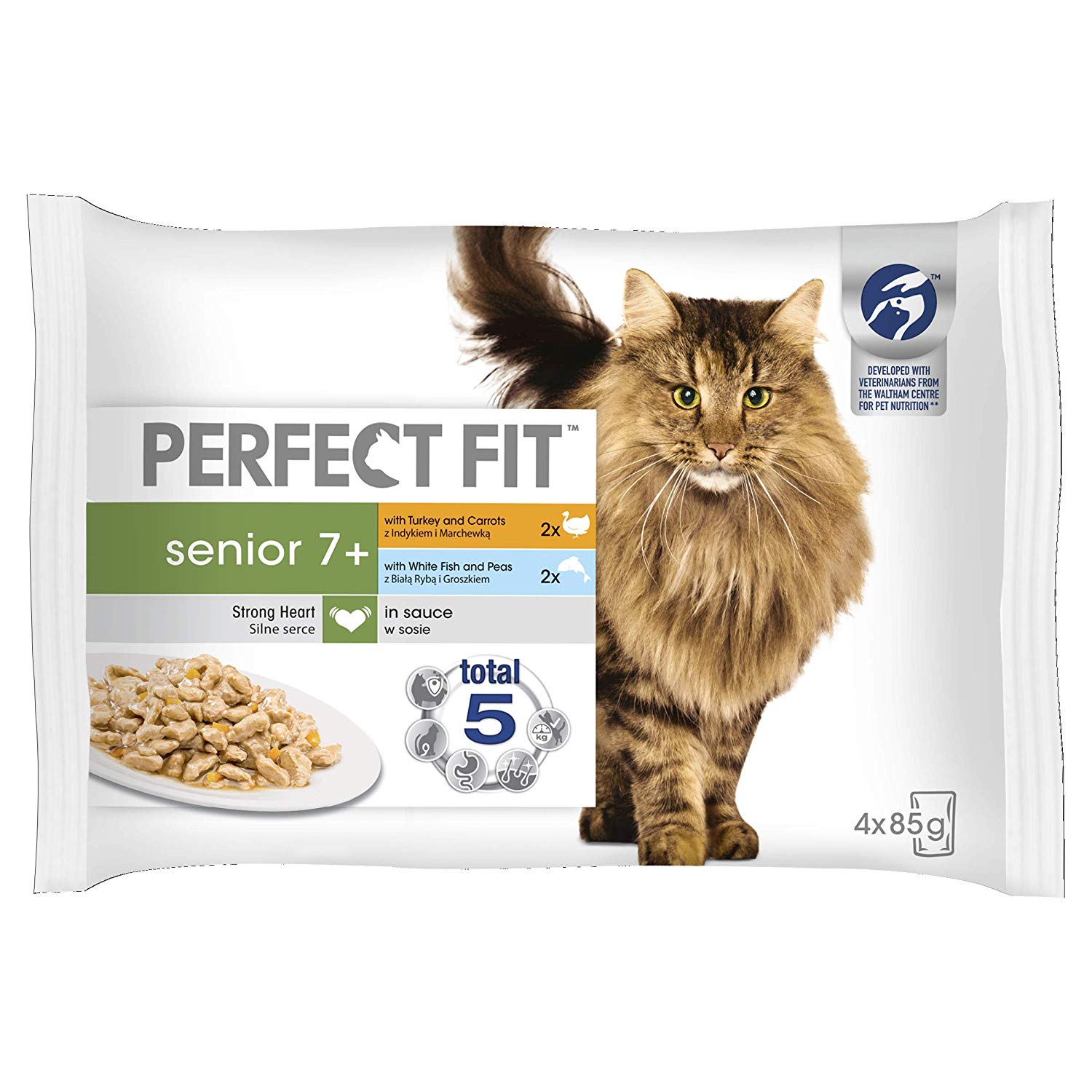 Perfect Fit 7+ Wet Cat Food, Advanced nutrition for senior cats mixed selection in sauce, 52 pouches