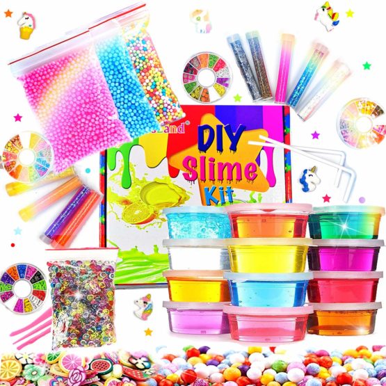 DIY Fluffy Slime Kit Crystal Slime Set for Girls Boys Toys Kids Art Craft aged 6+ (12 colors)