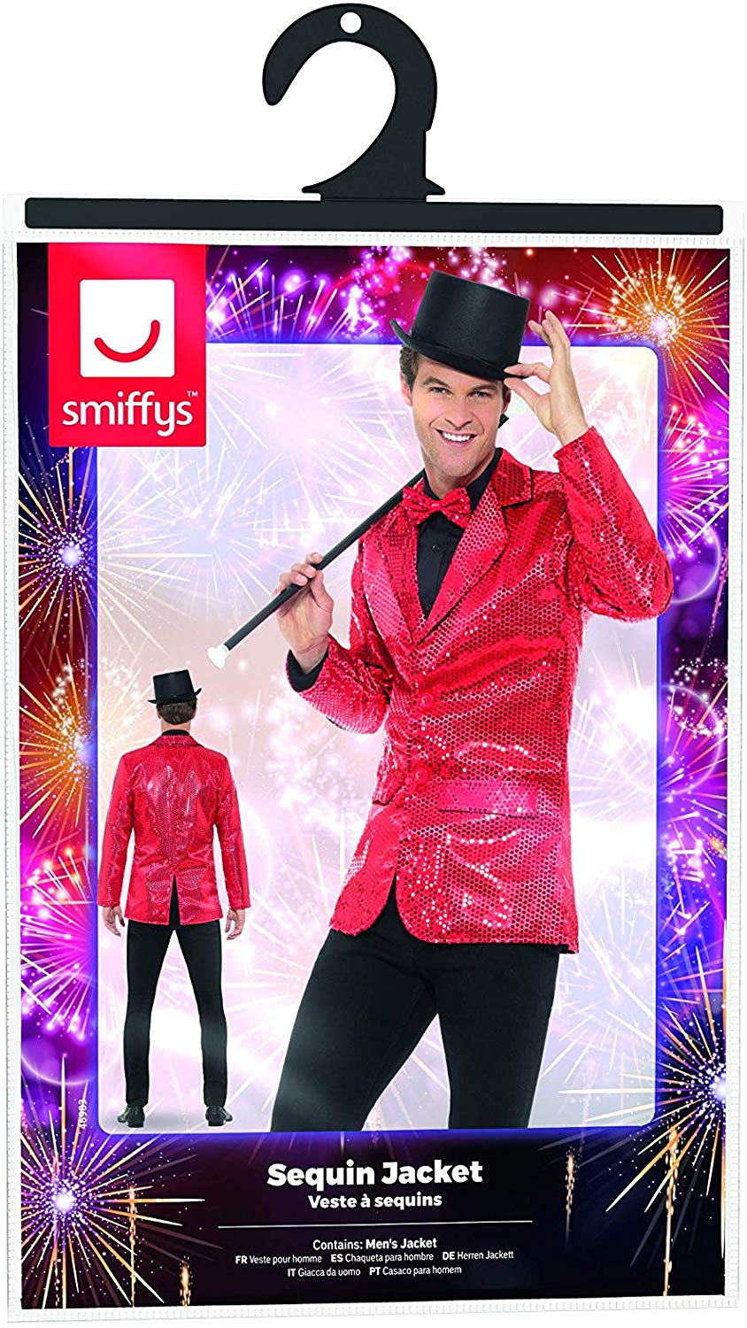 Smiffys Sequin Jacket, Mens, Red, Party & Carnival Fancy Dress, Party Dress Up Costumes, XL - Size 46"-48" - Image 3