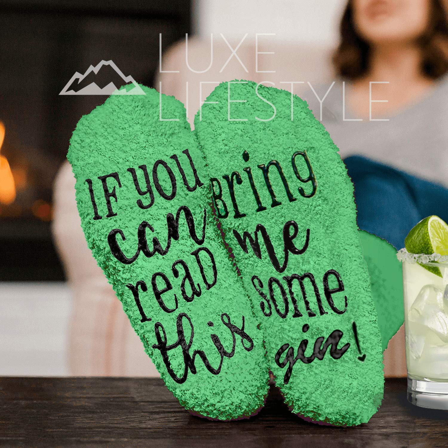 LUXE LIFESTYLE Gifts for Her - Funny “If You Can Read This Bring Me Some Gin!” Cupcake Socks - Birthday Gifts for Women - Image 2