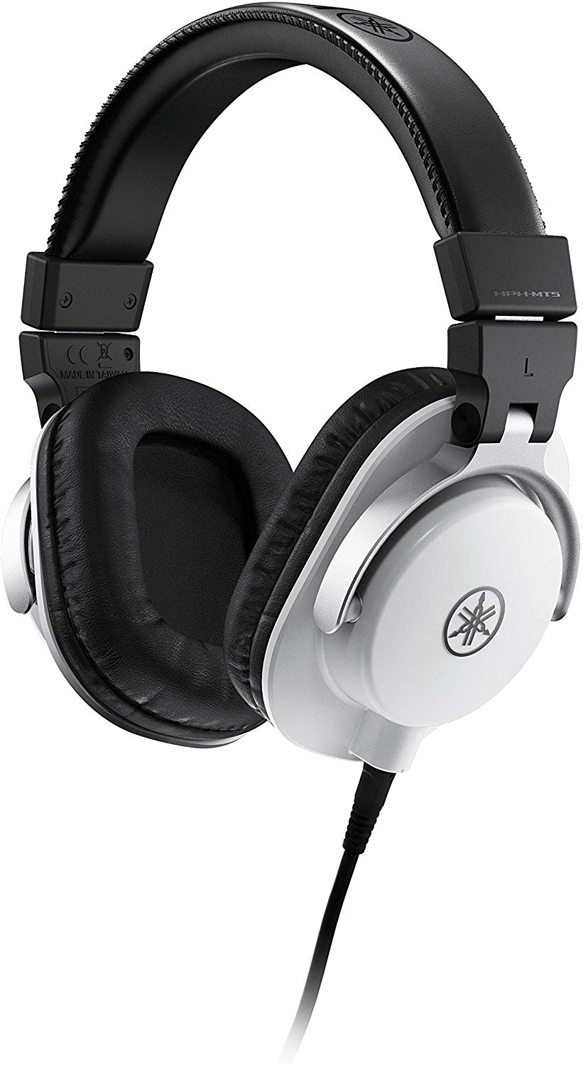 Yamaha HPH-MT5 Studio Headphones - Foldable monitor headphones with 3m cable and 6.3mm standard stereo adapter plug, white