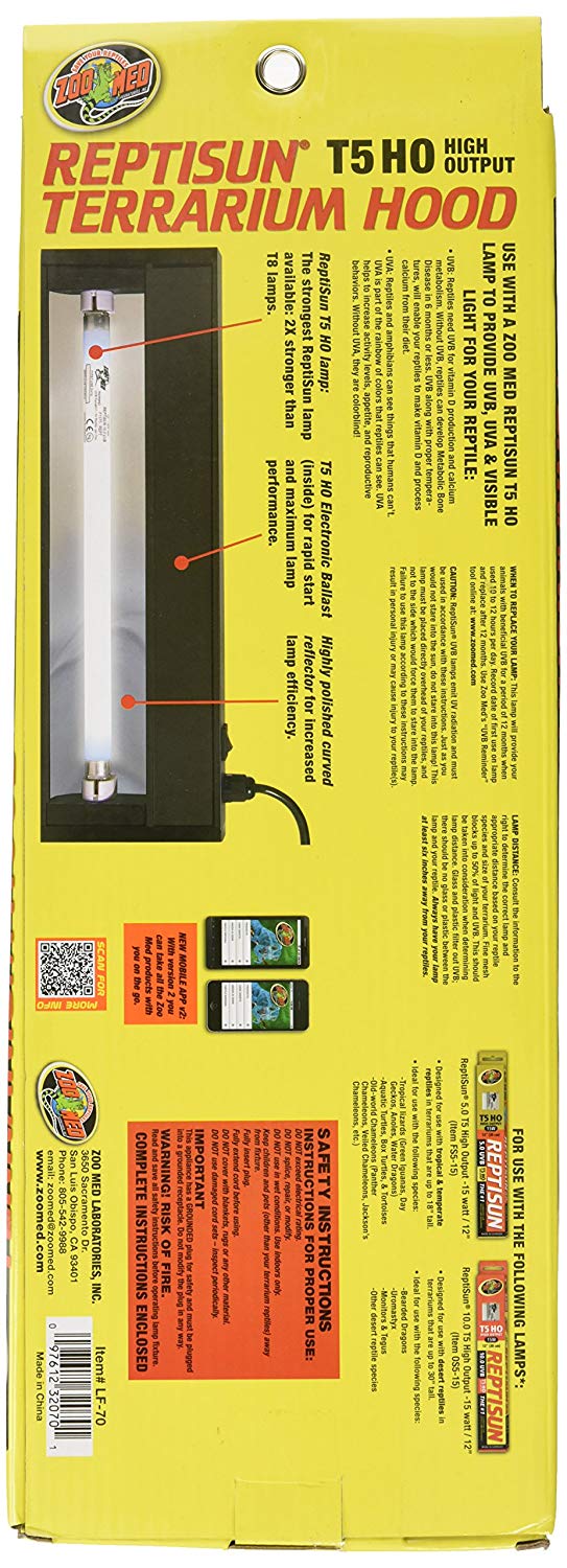 Zoo Med LF-70e ReptiSun T5 UVB Top Lamp 30 cm for Terrariums Pack of 1, Color: Black, 1 Stück (1er Pack) - Image 3