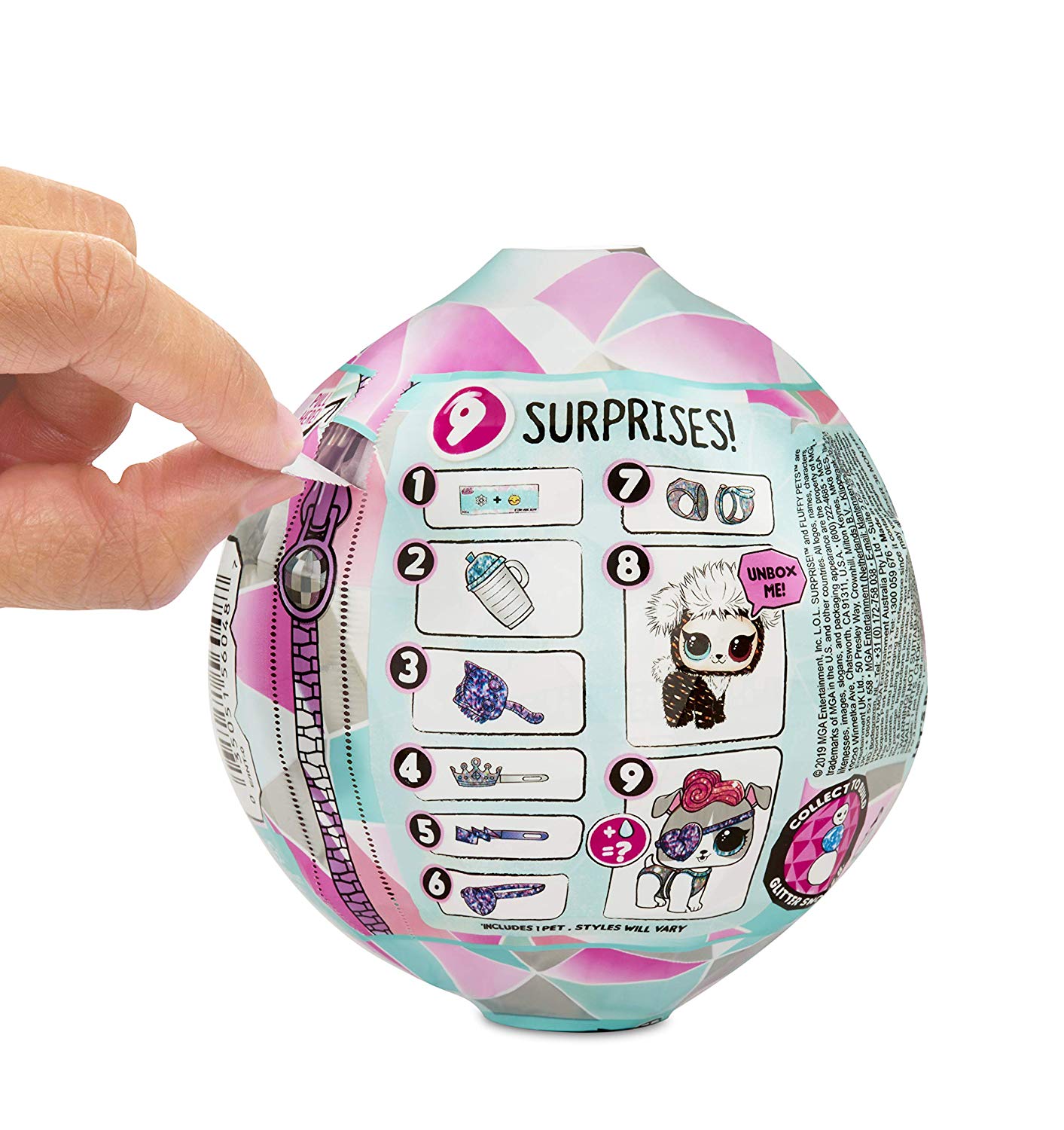 L.O.L. Surprise! Fluffy Pets Winter Disco Series with Removable Fur, Assorted, 2.5 inches (W) x 3 inches (L) x 5.1 inches (H) - Image 2