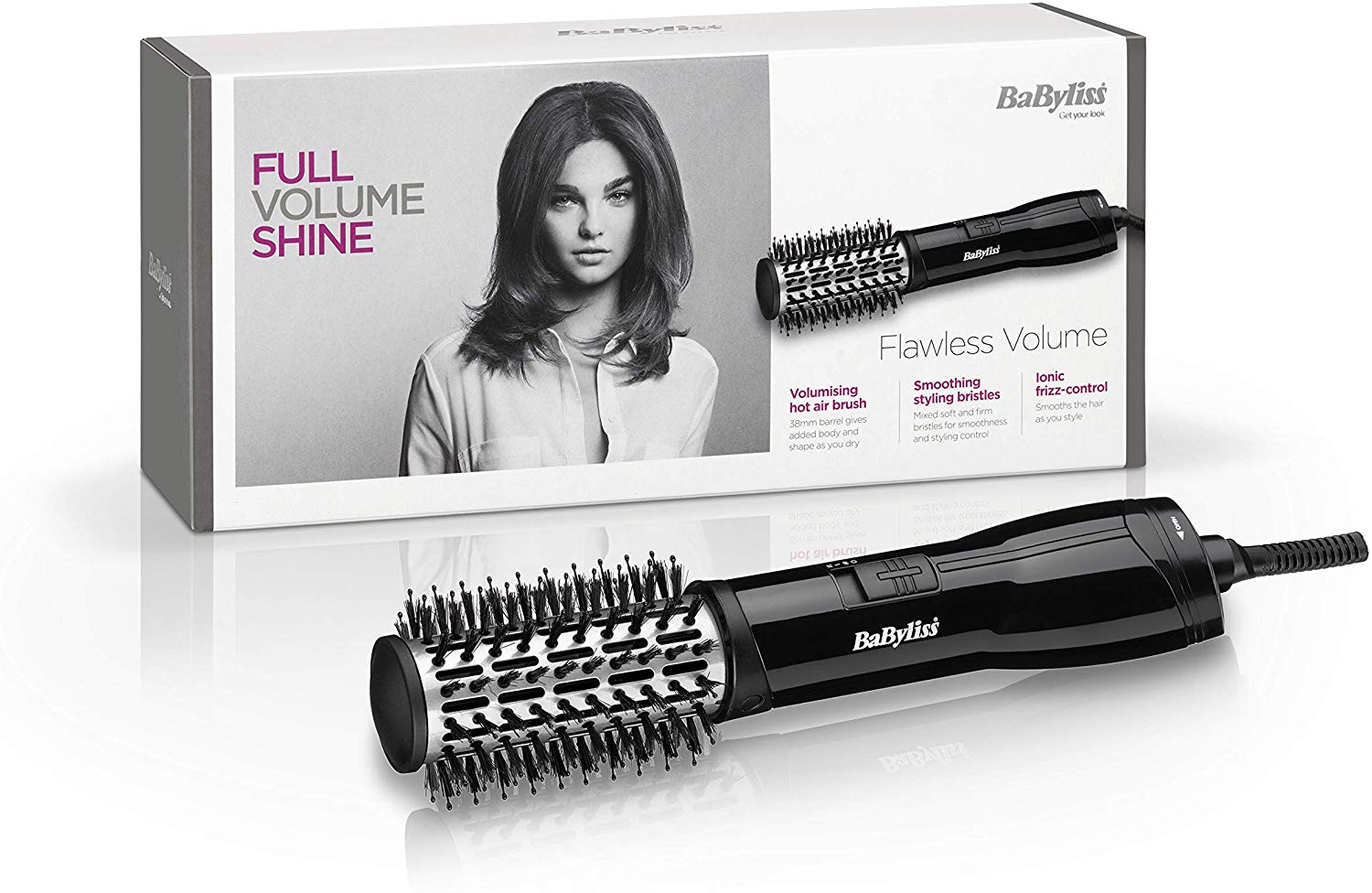 BaByliss Flawless Volume Hot Air Brush, Dry and Style in One, Titanium-Ceramic 38mm Barrel for Smoothness Ionic Frizz-Control - Image 2