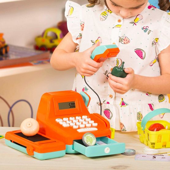 Battat Cash Register Toy Playset – Pretend Play Kids Calculator Cash Register with Accessories for 3+ (26-pieces) - Image 4