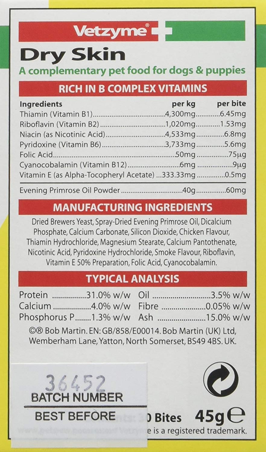 Vetzyme Dry Skin Tablets for Dogs (30 Tablets) - Dry and Itchy Skin Relief, Promotes Healthy and Smooth Skin, Tasty Chicken Flavour - Image 2
