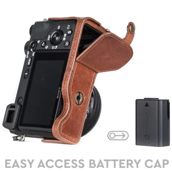 MegaGear Ever Ready Genuine Leather Camera Half Case compatible with Sony Alpha A6500 - Image 4